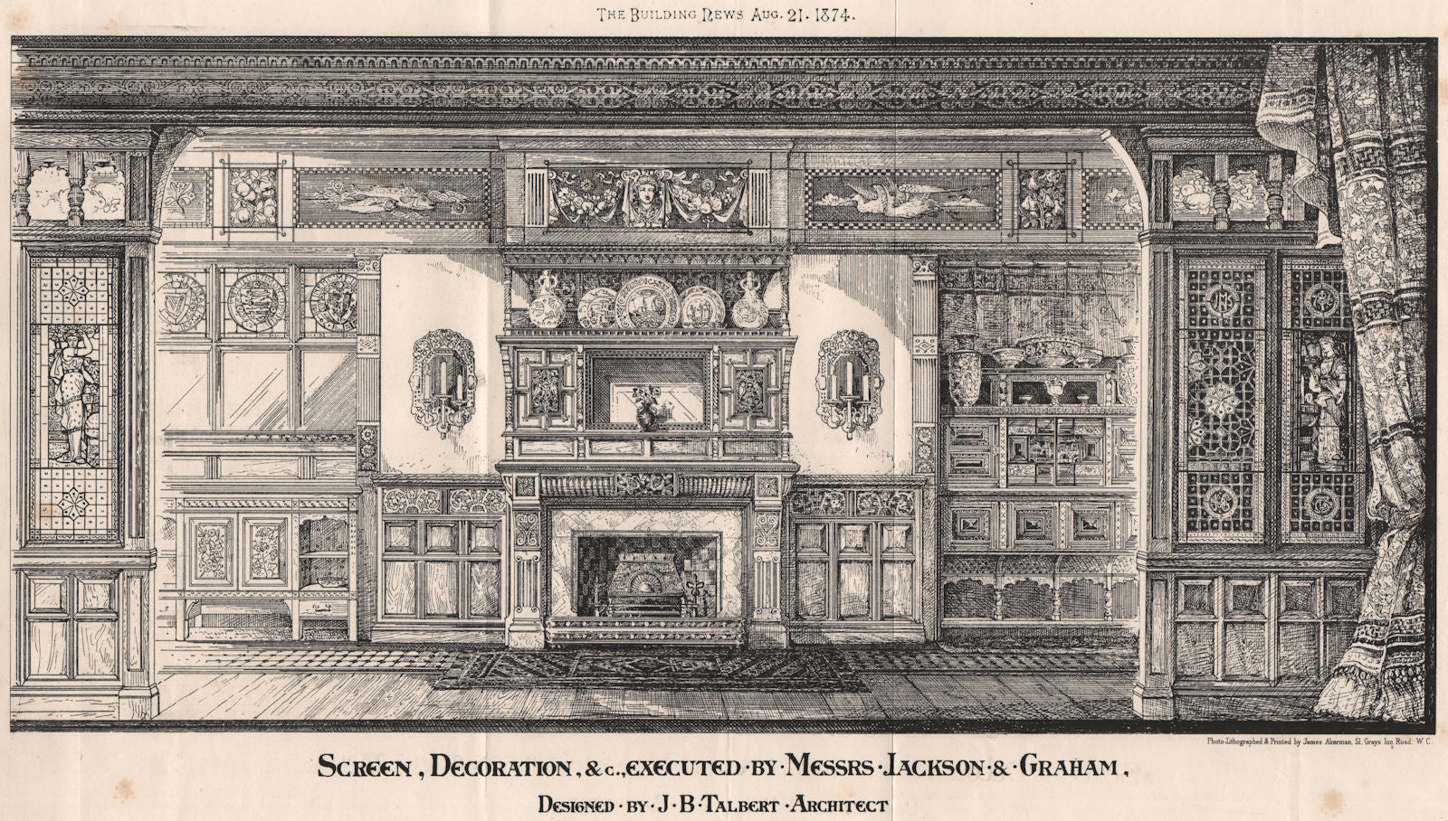 Screen & decoration by Jackson & Graham; designed by J.B. Talbert Archt 1874